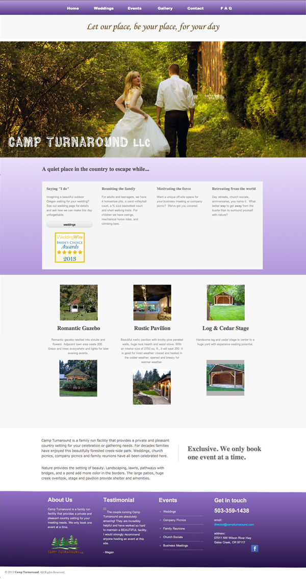 Camp Turnaround Web Page created by Assist Potential - Virtual Assistant Services near Portland, Oregon