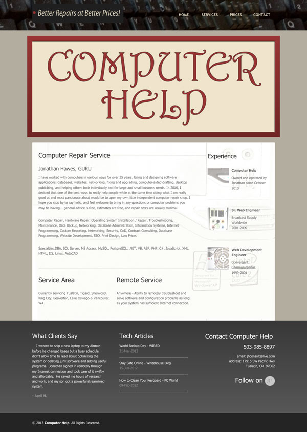 Computer Help's Website created by Assist Potential - Virtual Assistant Services near Portland, Oregon